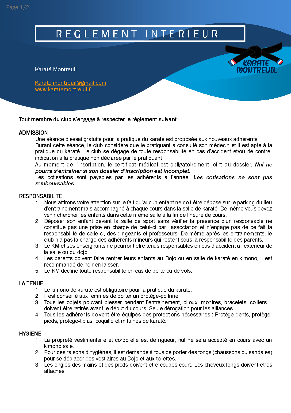 Règlement intérieur page 1